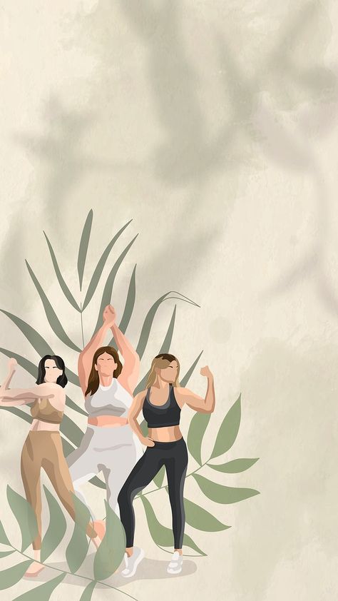 Health and wellness vector wallpaper green with women flexing illustration | free image by rawpixel.com / Aew Physical Education Background Design, Stretching Illustration, Women Flexing, Earth Tones Wallpaper Iphone, Wellness Images, Women Stretching, Fitness Printables, Yoga Illustrations, Yoga Background