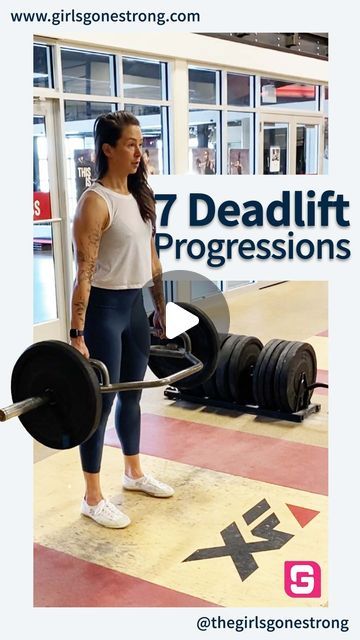 GGS | Coach Women Better on Instagram: "💪🏾💪🏽 7 Deadlift Progressions for a Full-Body Workout! 💪🏿💪🏻⁠ ⁠ The deadlift is one of those stellar “bang-for-your-buck” full-body movements we love at GGS.⁠ 🏋️‍♀️✨ It trains the hip hinge, your back, and posterior chain with variations ranging from beginner to advanced.⁠ ⁠ (Check out the full article: “How to Make Deadlifts Work For You!” by tapping this post in our link.in bio 👉 @thegirlsgonestrong) ⁠ ⁠ Key Muscles Activated:⁠ ⁠ ➡️ Glutes⁠ ➡️ Hamstrings⁠ ➡️ Hips⁠ ➡️ Lower back⁠ ➡️ Mid & upper back, quads, forearms, and trunk too!⁠ ⁠ Huge thanks to our fantastic Head of GGS Coaching, Jen Comas (@jencomas) for demonstrating the following 7 progressions:⁠ ⁠ ⁠1️⃣ Broomstick RDL⁠ 2️⃣ Kettlebell RDL⁠ 3️⃣ Kettlebell DL⁠ 4️⃣ Double KB Suitcase DL⁠ Deadlift Workout Women, Deadlifts For Women Beginners, Deadlifts For Women, Kettlebell Rdl, Deadlift Women, Dana Bailey, Deadlift Workout, Hip Hinge, Deadlift Variations