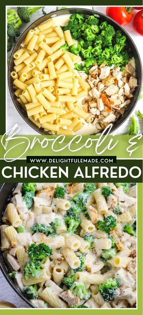 Chicken and Broccoli Alfredo - Delightful E Made Best Chicken Fettuccine Alfredo, Chicken Broccoli Fettuccine Alfredo, Baked Alfredo, Chicken Broccoli Crockpot, Chicken Alfredo With Broccoli, Chicken Broccoli Alfredo Pasta, Easy Chicken And Broccoli, Alfredo With Broccoli, Broccoli Alfredo Pasta