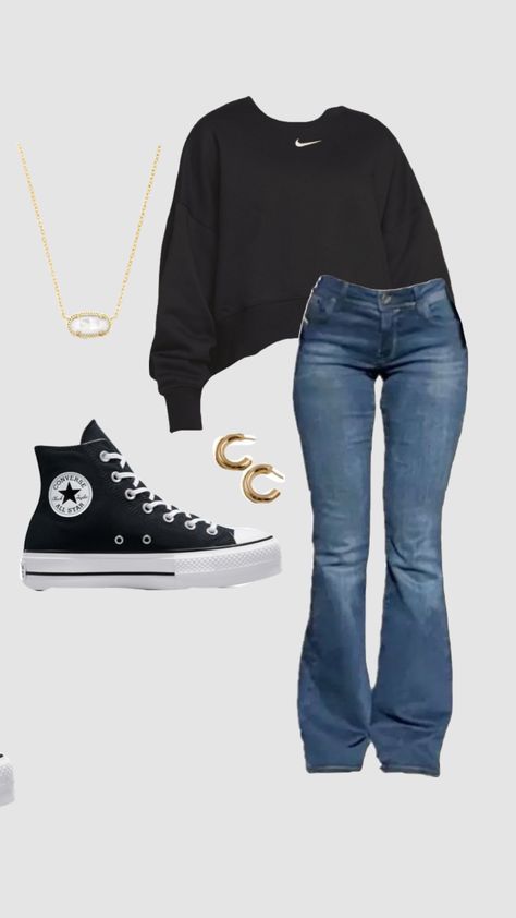 Outfits With Dark Blue Flare Jeans, Styling Bootcut Jeans Outfit Ideas, Winter Arch, Dark Flare Jeans, Flare Jeans Outfit, Simple Outfits For School, Latina Outfits, Basic Girl, Flair Jeans