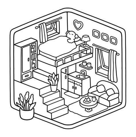 Ipad Coloring Pages Aesthetic, Stuff To Print Out To Color, Cute Drawings Coloring Page, Cozy And Comfy Coloring Book, Cute Drawing To Color, Coloring Pages Interior Design, Coloring Pages Little Corner, 90s Coloring Pages Free Printable, Opposites Coloring Pages