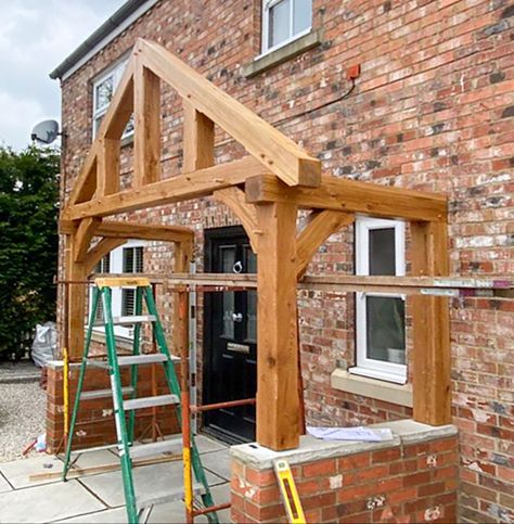 Impressive oak framed open oak porch Oak Porch, Oak Porch Ideas, Front Door Porch Ideas Entrance, Oak Framed Porch, Oak Front Door Canopy, Oak Frame Porch, Oak Frame Open Porch, Porch Oak, Oak Porches Timber Frames