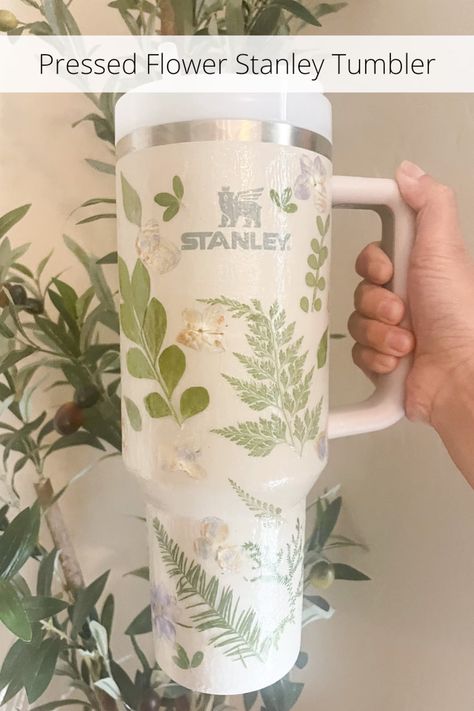 Pressed Flower Personalized Stanley Tumbler Cup 30 Oz 40 Oz - Etsy Cute Stanley Tumbler, Painted Stanley Tumbler, Cricut Stanley Cup, Stanley Cup Personalized, Stanley Cup Cricut Design, Custom Stanley Tumbler, Painted Stanley Cup, Stanley Cup Designs, Stanley Cup Decal