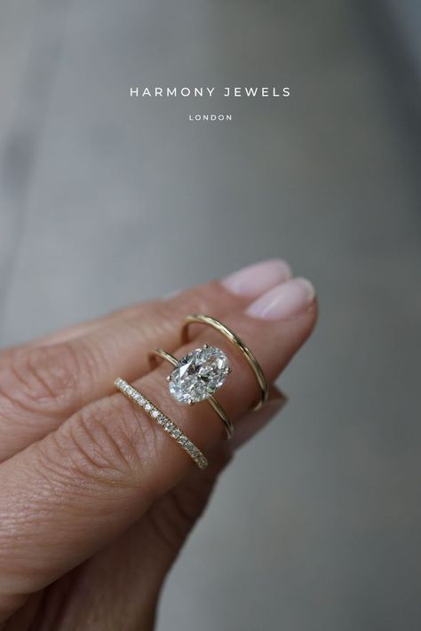 Engagement Ring With Wedding Band, Ring With Wedding Band, Brilliant Engagement Rings, Dream Wedding Ring, Oval Solitaire Engagement Ring, Plain Wedding Band, Cute Engagement Rings, Future Engagement Rings, Oval Engagement