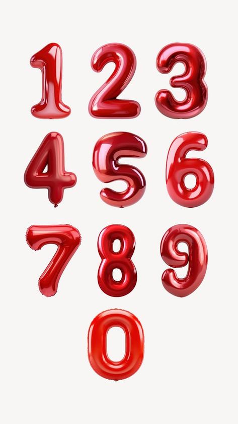 Numbers Balloons, Number Balloons Birthday, Stickers Random, Balloon Numbers, Balloons Birthday, Set Ideas, Number Design, Awesome Designs, Aesthetic Things