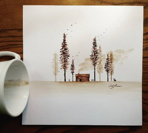 Learn The Basic Coffee Painting Techniques For Beginners - Ideas And Projects-homesthetics (1) Painting With Coffee, Painting Techniques For Beginners, Coffee Paintings, Coffee Art Painting, Coffee Artwork, Coffee Painting, Easy Coffee, Beginner Painting, Tea Art