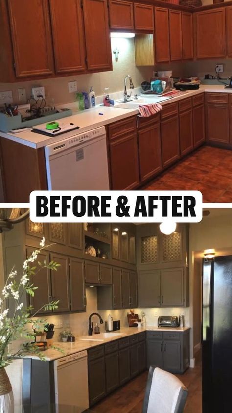 Before & After Kitchen Renovation | Home Remodel | Home remodeling, Kitchen remodel small, Diy kitchen renovation 1970 House Remodel Before After, Small Diy Kitchen, Double Wide Kitchen Remodel, 1970 House Remodel, Diy Mobile Home Remodel, Small Mobile Homes, Home Remodel Before And After, Mobile Home Kitchen, Mobile Home Makeovers