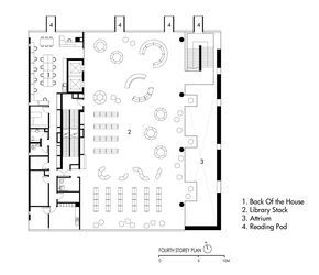 Image 16 of 17 from gallery of Bishan Public Library / LOOK Architects. second floor plan Public Library Architecture, Library Architecture, Library Design Architecture Plan Layout, Library Floor Plan, Site Development Plan, Public Library Design, Library Plan, Community Library, Childrens Library