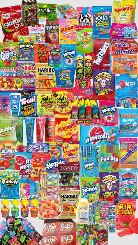 Good Snacks To Buy, 90s Candy, Sleepover Snacks, Paper Squishy, American Snacks, Candy Gift Baskets, Fruit Chews, Popular Candy, Snack Organizer