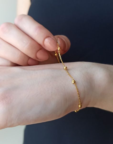 Buy 22k Solid Gold Beaded Bracelet, Dainty Ball Chain Bracelet, Wristband, Bracelet for Women, Mothers Day Gift, Gift for Sister, 22k Jewelry Online in India - Etsy 22k Gold Bracelet, Ball Chain Bracelet, Gold Bracelet Simple, Gold Beaded Bracelet, Gold Bracelet Set, Wristband Bracelet, Gold Bead Bracelets, Bracelet Dainty, Bracelets Gold