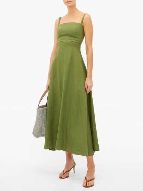 Emilia Wickstead, Linen Midi Dress, Linen Dress, Green Dress, A Woman, Midi Dress, Square, Green