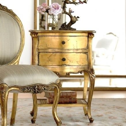 Gold End Table, Restored Furniture, Gold Inspiration, Gold Furniture, Romantic Cottage, Gold Interior, French Country Cottage, French Furniture, French Decor