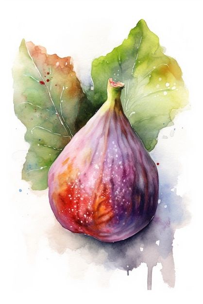 Premium Photo | A watercolor painting of a cabbage Watercolor Fruits And Vegetables, Fig Watercolor, Fig Painting, Fig Art, Watercolor Fruits, Fruit Watercolor, Leaf Watercolor, Fig Fruit, Baby Fruit