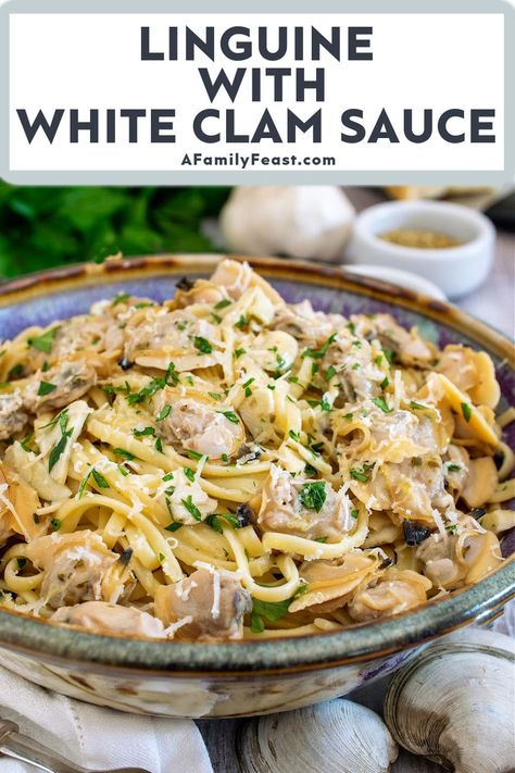 Linguine And Clams Recipe, Clams With Linguine, Seafood Linguine Recipe Creamy, Pasta With Clams Linguine, Clam And Linguine Recipes, Clams Linguini Recipe, Clams And Linguine White Wine, Linguine With White Clam Sauce Canned, Clam Sauce With Canned Clams