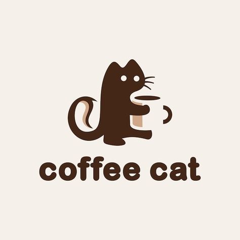 Cute Cat Logo Design, Coffee Logo Design Art, Cute Logo Design Ideas, Cat Logo Design Ideas, Logo Coffee Design, Coffee Logo Design Ideas, Cute Logo Ideas, Cat Cafe Logo, Cafe Logo Ideas