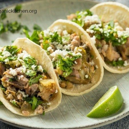 Pulled Pork Tacos with Cilantro Lime Rice(Crock Pot or Instant Pot!) | The Organic Kitchen Blog and Tutorials Crock Pot Pulled Pork Tacos, Salsa Verde Pork, Carnitas Tacos Recipe, Ground Pork Tacos, Instant Pot Salsa, Leftover Pork Tenderloin, Slow Cooker Carnitas, Traditional Mexican Food, Pulled Pork Tacos