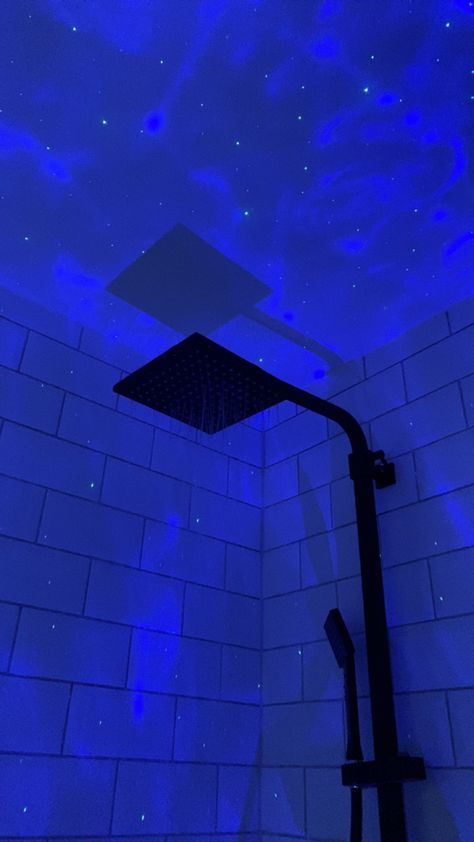 #shower #skylights Shower With Lights, Night Bathroom Aesthetic, Led Light Bathroom Aesthetic, Led Shower Lighting, Led Shower Aesthetic, Shower Aesthetic Pictures, Shower Vibes Aesthetic, Night Shower Aesthetic, Aesthetic Showers