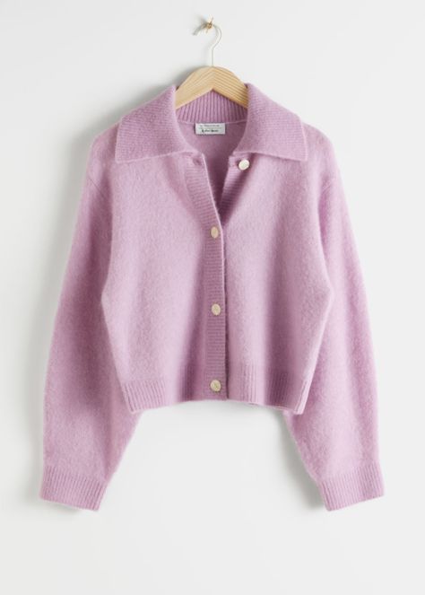 Alpaca Blend Wide Collar Cardigan - Lilac - Cardigans - & Other Stories Lilac Cardigan, Collared Cardigan, Collar Cardigan, Fashion Story, Fashion 2020, Sweater Weather, Who What Wear, Capsule Wardrobe, Fashion Item