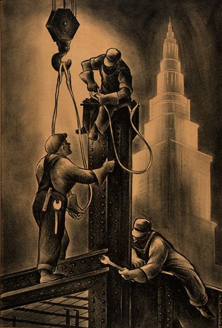 Steel Workers | Steel Workers ca. 1934 Russell T. Limbach Bo… | Flickr Ironworkers Tattoo, Welding Tattoo, Alaska Tattoo, Steel Erectors, Iron Workers, Industrial Artwork, Iron Worker, People Images, Steel Worker