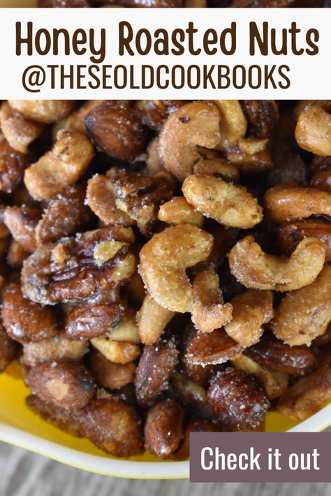 Try this homemade honey roasted nuts recipe (also called Honey Roasted Bridge Mix), with just 5 simple ingredients, for a sweet and crunchy treat. Seasoned Mixed Nuts Recipe, Honey Nuts Recipe, Nut Mix Recipe Homemade, Bridge Mix Recipe, Honey Roasted Nuts Recipe, Roasted Nuts Sweet, Crockpot Nuts Recipes, Sweet Roasted Nuts Recipe, Roasted Nuts Recipe Savory