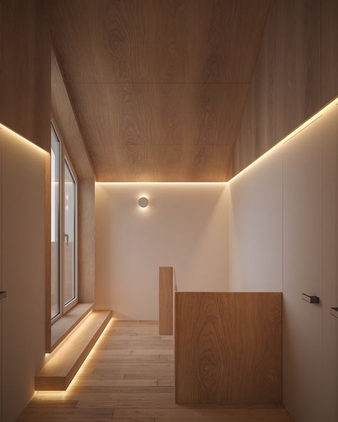 Soft Interior Lighting, Corridor Design Ideas, Roof Idea, Backlit Wall, Hidden Lighting, Corridor Design, Corridor Lighting, Cove Lighting, Indirect Lighting