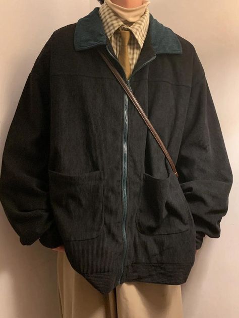 Step into retro style with this vintage-inspired corduroy jacket. Featuring rugged ripped hole details, contrast zipper and collar, and easy zipper closure. Two front pockets add practicality to this men's jacket, which combines comfort with casual style, perfect for fall and college life. Vintage AestheticsMen's JacketCorduroy and Ripped HolesTwo Front PocketsLong SleevesZip ClosurePolyesterContrast Zipper and Collar DetailsOrder One Size Up for Extra Large Sizes Vintage Aesthetic Men, Vintage Corduroy Jacket, Jacket Corduroy, Jacket Making, Corduroy Coat, Vintage Corduroy, Color Block Jacket, Zip Collar, Y2k Baby Tee