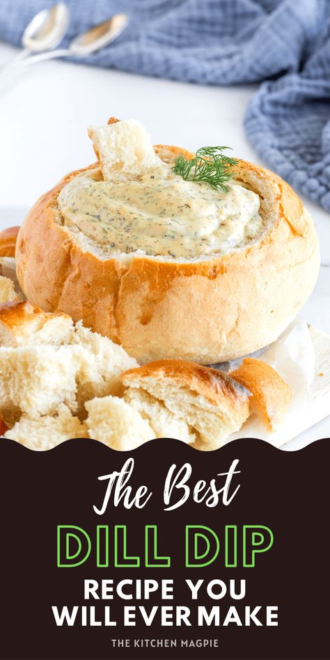 Homemade Dill Dip, Dill Dip Recipe, Bread Dips Recipes, Dill Dip Recipes, Bread Bowl Recipe, Dill Dip, Delicious Dips Recipes, Delicious Appetizer Recipes, Crowd Pleasing Recipes