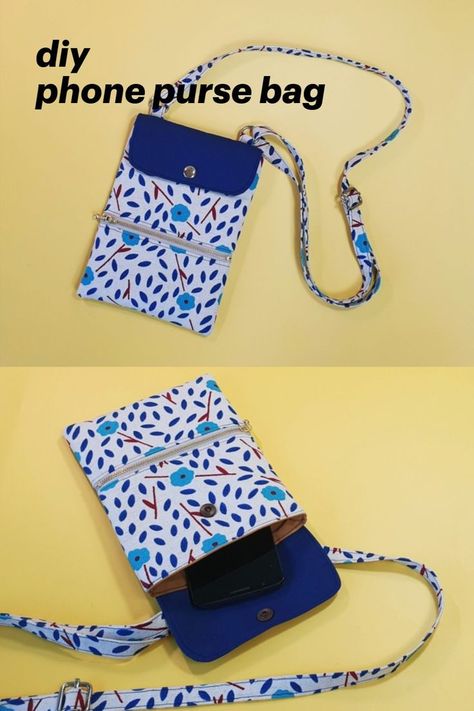 Crossbody Phone Bag Pattern Free, Diy Phone Crossbody Bag, Mini Cross Body Bag Pattern, Cross Body Purse Pattern Free, Diy Phone Purse Sewing Projects, Diy Mini Crossbody Bag, Phone Bags Diy Purses, Phone Bags For Women, Cell Phone Cross Body Bag Pattern Free