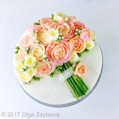 Learn how to pipe tiny jasmine, roses and buds and assemble a buttercream flower bouquet cake in variety of pink shades. Flower Bouquet Cake Ideas, Bouquet Of Flowers Cake, Bouquet Cake Ideas, Bouquet Cake Design, Buttercream Bouquet, Buttercream Icing Techniques, Flower Bouquet Cake, 3d Jelly Cake, Bouquet Cake