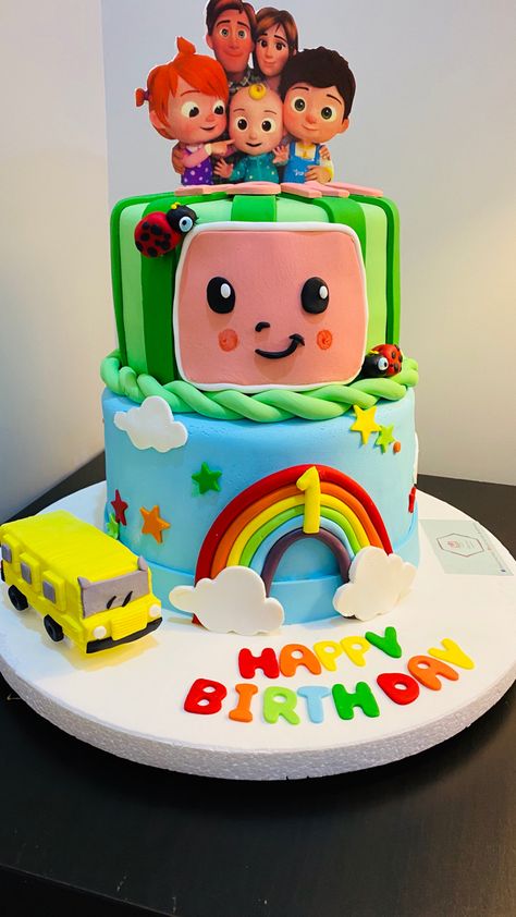 Cocomelon Cake For 1st Birthday, First Birthday Cocomelon Theme, Cocomelon Bday Theme, Cocomelon Cake 1st Birthday, Cocomelon Cake For Boys, Birthday Cake For Baby Boy 2nd, Cocomelon Party Ideas For Girl 1st, Cocomelon Party Ideas 1st Birthday, Cocomelon Cake Ideas For Boy