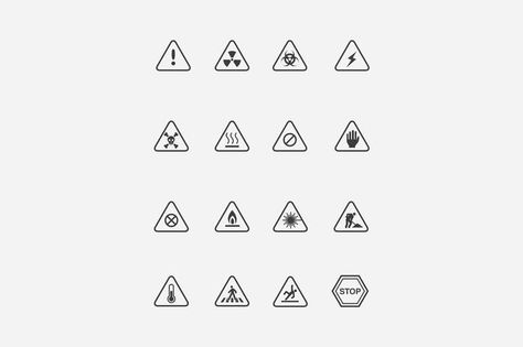 16 Warning Signs and Icons by creativevip Toilet Icon, Rocket Tattoo, Restaurant Icon, Sign Tattoo, Simple Icon, Traffic Signs, Best Icons, Graphic Template, Game Icon