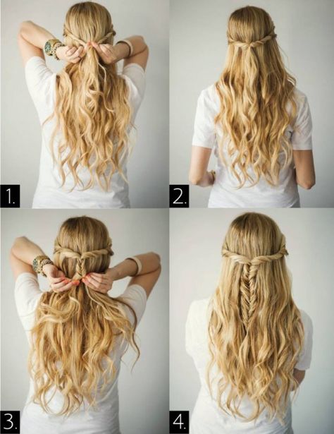 Peinado fácil y raído en pocos minutos                                                                                                                                                      Más 5 Minute Hairstyles, Easy Hairstyles For Medium Hair, Short Hair Styles Easy, Easy Hairstyles For Long Hair, Quick Hairstyles, Braids For Long Hair, Box Braids Hairstyles, Latest Hairstyles, Hair Looks