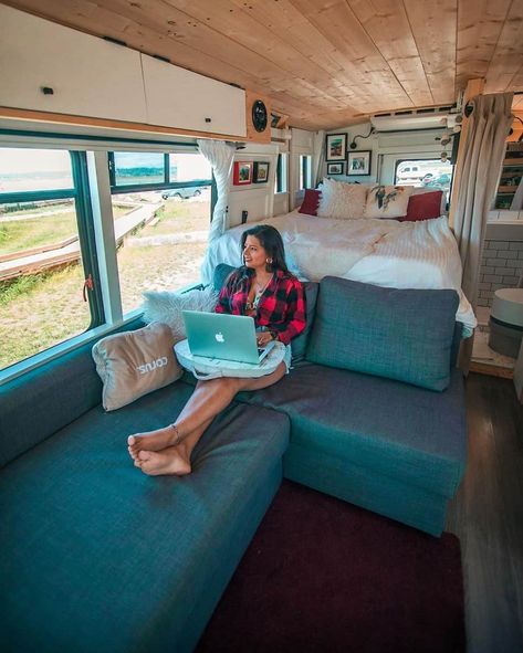 10+ Ingenious Shuttle Bus Conversions (+Important Certification Requirements) | OffGridSpot.com Bus To Camper Conversion, Shuttle Bus Conversion Layout, Shuttle Bus Conversion Interior, Skoolie Interior, Short Bus Conversion, Shuttle Bus Conversion, School Bus Rv Conversion, Farmhouse Rv, Bus Remodel