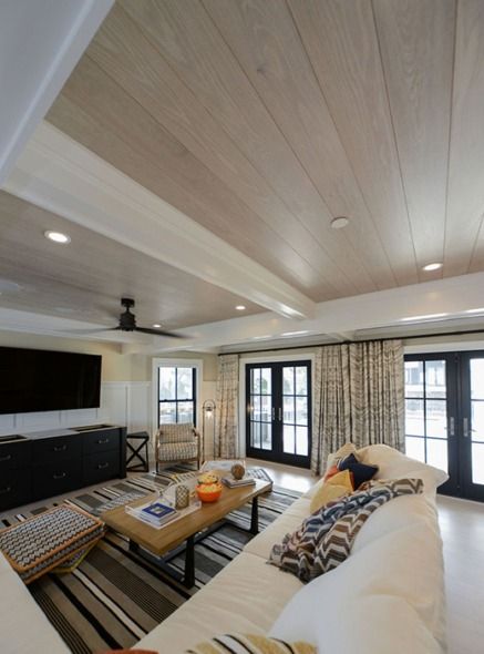 Hardwood Ceilings: The Breathtaking Home Design Trend - Carlisle Wide Plank Floors Wide Plank Ceiling, Hardwood Ceiling, Wood Flooring Options, Wide Plank Floors, Plank Ceiling, Walnut Floors, Michigan City, Wide Plank Flooring, Pine Floors