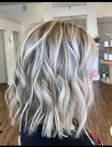 Ash Blonde For Greying Hair, Fall Hair For Blondes 2023, Covering Grey Hair Blonde, Cool Blonde Hair With Dimension, Blending Gray And Blonde Hair, Gray Blonde Brown Hair, Icy Highlights On Blonde Hair, Natural Grey Hair With Blonde Highlights, Blonde Dementional Highlights