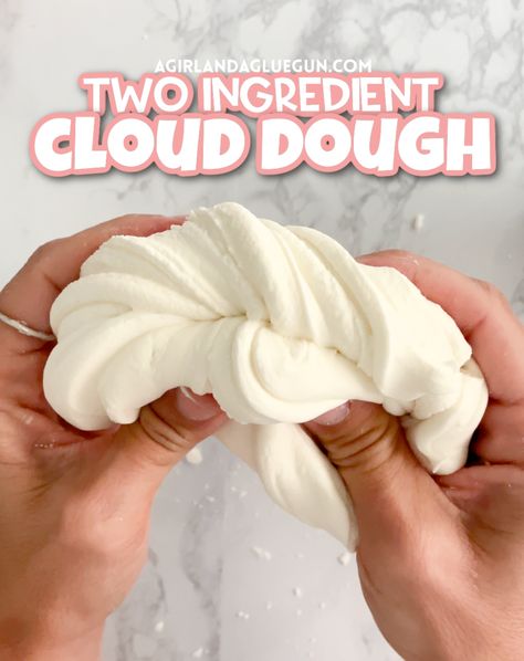 Two ingredient cloud dough Slime Recipe Kids, Cloud Dough Recipes, Sands Recipe, How To Make Clouds, Babysitting Crafts, Easy Slime Recipe, Cloud Craft, How To Thicken Sauce, Cloud Dough