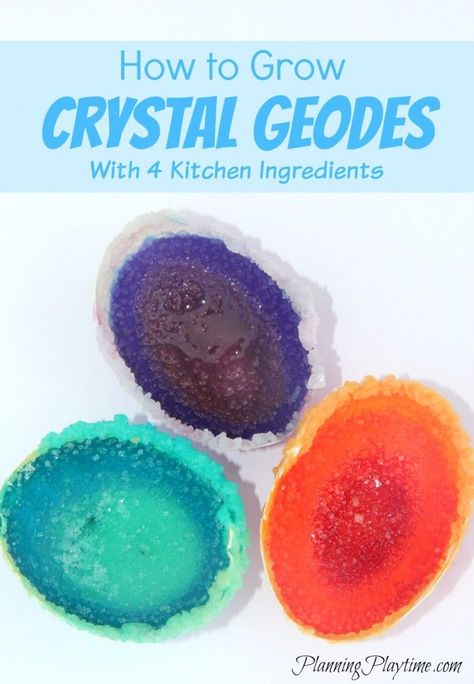 How to Grow Crystal Geodes with just 4 ingredients from your kitchen. Simple and AWESOME!! Borax Crystals, Kitchen Simple, Growing Crystals, Kid Experiments, Diy Science, Science Activities For Kids, Fair Projects, Stem Projects, Science Fair Projects