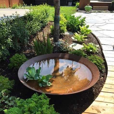 25 Spectacular Outdoor Mini Water Garden Ideas | Balcony Garden Web Tanaman Air, Indoor Herb Garden, Water Features In The Garden, Ponds Backyard, Small Garden Design, Garden Bed, Garden Cottage, Small Gardens, Water Plants