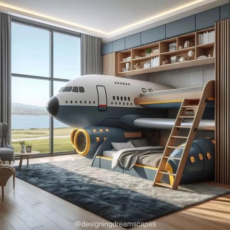 Discovering the Joy of the Airplane Bunk Bed Airplane Bed, Childrens Bedrooms Design, Huge Bedrooms, Boy Nursery Themes, Huge Houses, Top Bunk, Kitchens And Bedrooms, Children's Bedroom, Dreamy Bedrooms