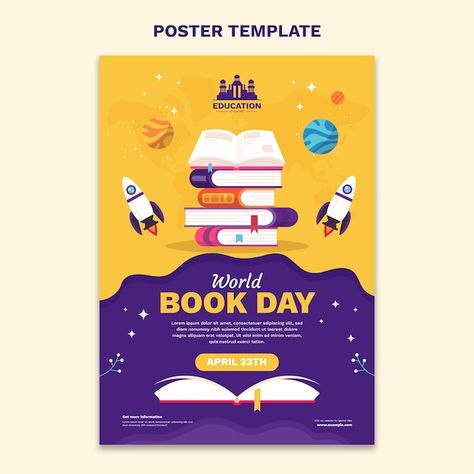 Poster On World Book Day, Poster Book Aesthetic, Book Posters Design, Poster About Reading, Book Sale Poster, Cartoon Poster Design, Canva Posters Design, Book Poster Design, Poster Education