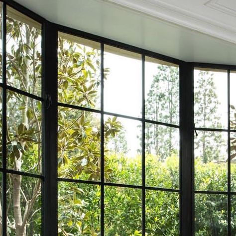 Emilie Kyle | DC Designer on Instagram: "Very inspired by this black framed bay window and the lush green view! I might not try to put off washing dishes if I had this beautiful yard to stare at. . . . . . #kitchen #kitchendesign #marble #blackframe #blackframedwindows #window #view #landscaping #classic #traditionalkitchen #mclean #fairfaxstation #arlington #lushinteriordesign #dclush" Steel Doors And Windows, Iron Windows, Bay Windows, Steel Windows, Door Inspiration, Aarhus, Steel Doors, Patio Doors, Bay Window