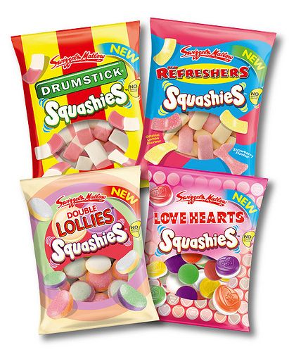 Squashies Candy Bag Packaging Design, Zip Bag Packaging, Candy Packaging Ideas, Candy Packaging Design, Healthy Food Packaging, British Sweets, Biscuits Packaging, Coffee Bags, Snack Gift