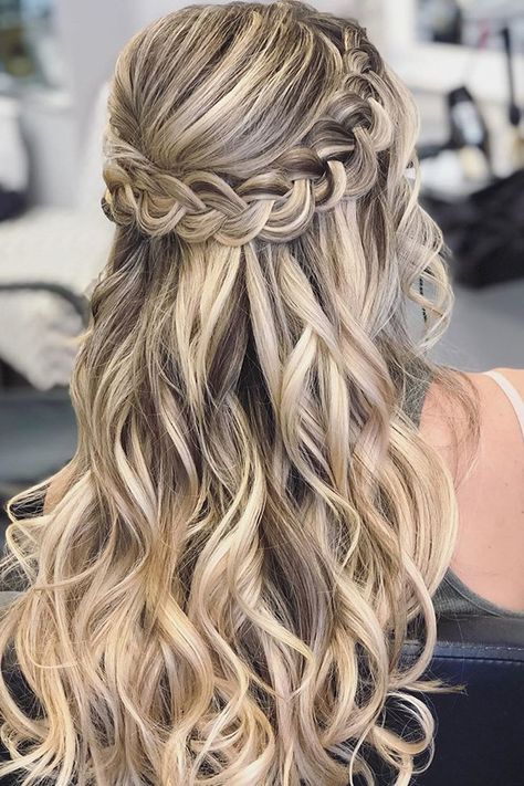 30 Beautiful And Simple Wedding Hairstyles ❤ simple wedding hairstyles half up half down with curls and braids happilyeverafterhair #weddingforward #wedding #bride #weddinghairstyles #simpleweddinghairstyles Easy Wedding Hairstyles, Sweet 16 Hairstyles, Formal Hairstyles For Long Hair, Diy Wedding Hair, Easy Wedding, Simple Wedding Hairstyles, Quince Hairstyles, Long Hair Wedding Styles, Prom Hairstyles For Long Hair