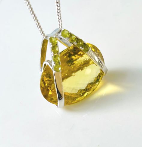 Large 117 CTS Yellow Oval Citrine Silver Handbag Pendant, Natural Citrine With Round Cut Green Peridot, Cocktail Pendant, 925 Silver Green Citrine, Gemstones Pendant, Faberge Jewelry, Handbag Design, Silver Handbag, Pretty Accessories, Citrine Pendant, Yellow Citrine, Natural Citrine