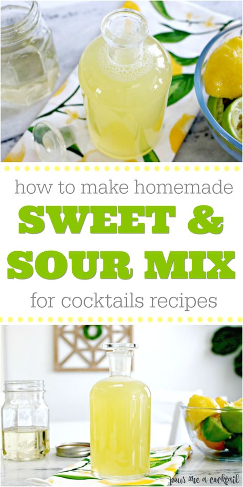 Sweet And Sour Mix Recipe, Homemade Sweet And Sour Mix, Sour Mix Recipe, Homemade Sour Mix, Sweet And Sour Recipes, Sour Drink, Alcohol Beverages, Sour Foods, Sour Mix