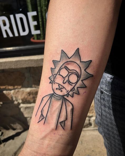 Rick And North Tattoo, Rick And Morty Tattoo Design, Trashy Tattoos, Rick Tattoo, Photoshop Tattoo, Rick And Morty Tattoo, Rick And Morty Drawing, Hunter Tattoo, Mayan Tattoos