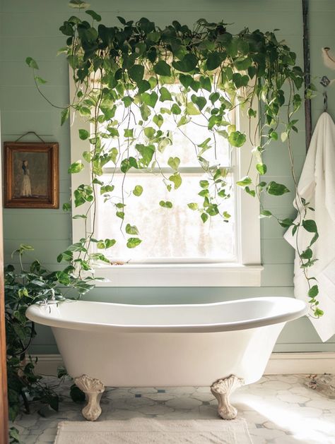 Transform Your Bathroom with Hanging Plants Plants Bathroom No Window, Plants In Small Bathroom, Plants In Shower Hanging, Hanging Plant In Bathroom, Hanging Plants In Bathroom, Botanical Bathroom Ideas, Bathroom Hanging Plants, Plants In Shower, Plants In The Shower