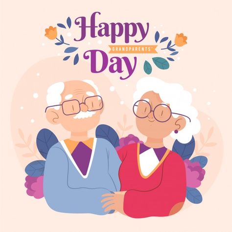 National grandparents day illustration F... | Free Vector #Freepik #freevector #family #old #usa #day National Grandparents Day, Happy Grandparents Day, Day Illustration, International Day, Grandparents Day, National Day, Bedtime Stories, Designs To Draw, Graphic Resources