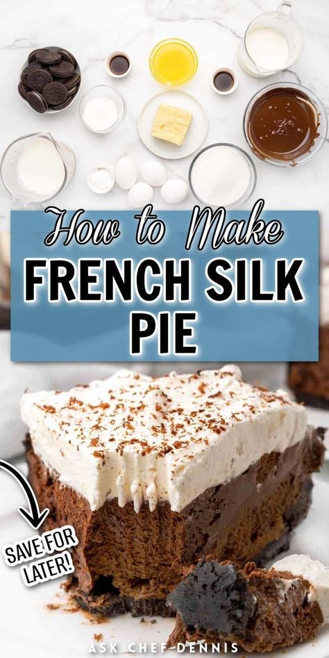 Chocolate Silk Pie Recipe, Silk Pie Recipe, Chocolate Silk Pie, French Silk Pie, Silk Pie, Baked Dessert, Preserving Foods, American Chocolate, French Chocolate