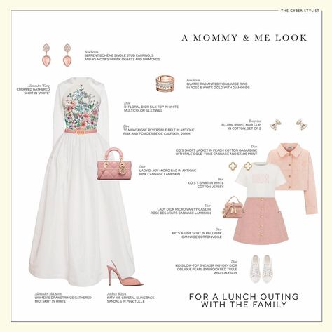 a mommy & me look — for a lunch outing with the family what do you think of this look? In this look: Shirt: Alexander Wang | Skirt:… | Instagram Andrea Wazen, Alexander Wang Skirt, Luxurious Clothes, Mom And Baby Outfits, Dressy Hats, Lux Life, Babies Stuff, Elegant Dresses Classy, Dresses Royal